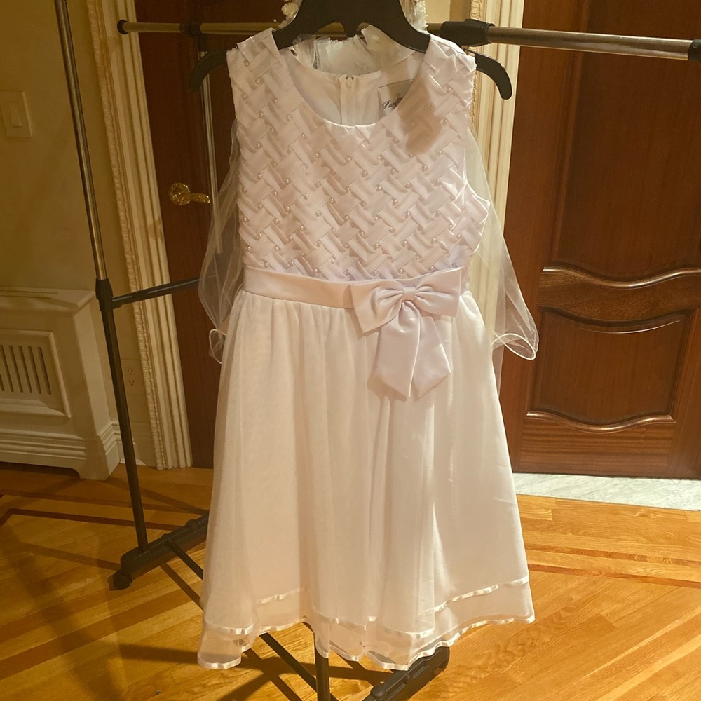 White kids dress size 12 pearl wedding